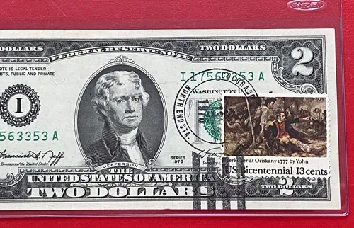 1976 $2 TWO DOLLAR BILL ( MINNEAPOLIS ) First Issue Day -Stamp